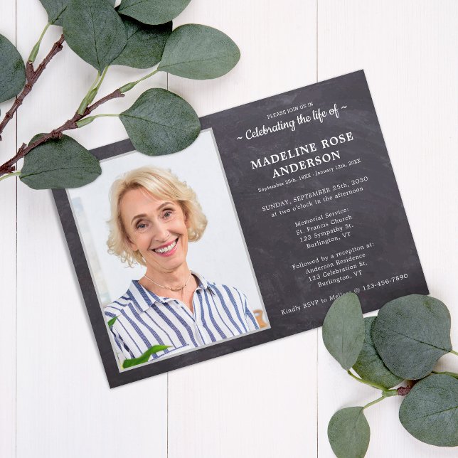 Convite Celebração Rustic Memorial Do Funeral Fotográfico  (Criador carregado)