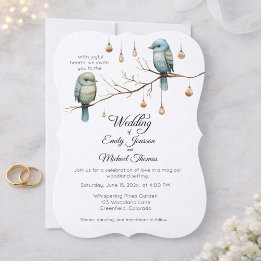 Convite Celebração Rustic Woodland Love Birds