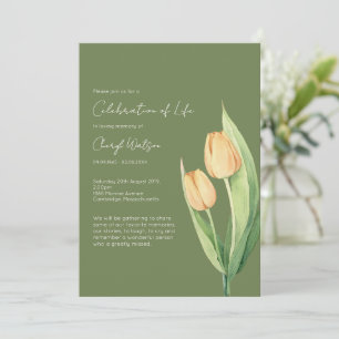 Convite Celebração Simples de Tulipa da Vida Funeral