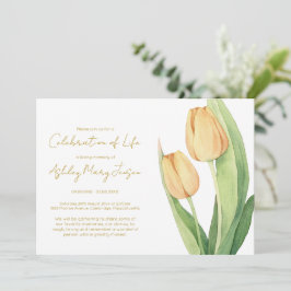 Convite Celebração Simples de Tulipas da Vida Funeral