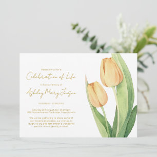 Convite Celebração Simples de Tulipas da Vida Funeral