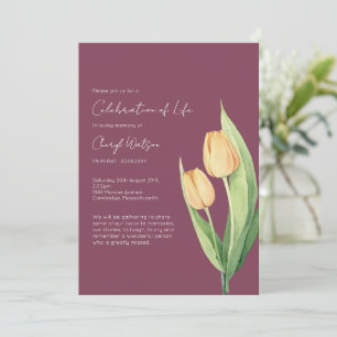 Convite Celebração Simples de Tulipas da Vida Funeral