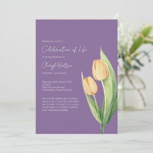 Convite Celebração Simples de Tulipas da Vida Funeral