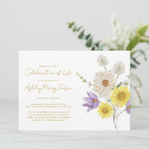 Convite Celebração Simples de Vida com Flores Silvestres n