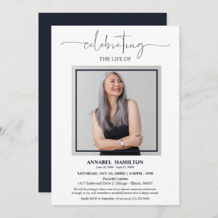 Convite Celebração Simples Elegante da Vida Foto Funeral I