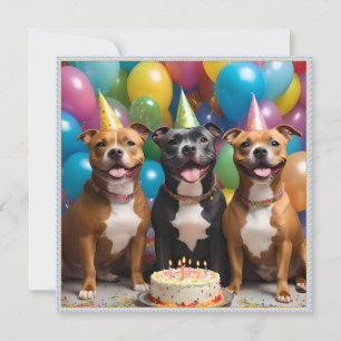Convite Celebração Staffy: Uma Festa de aniversário com Bo