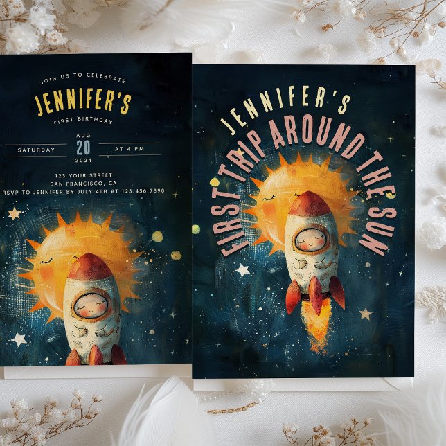 Convite Celebração Stellar: Primeiro Aniversário de Órbita (Criador carregado)