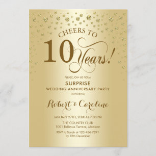 Convite Celebração Surpresa de 10º Aniversário de Ouro