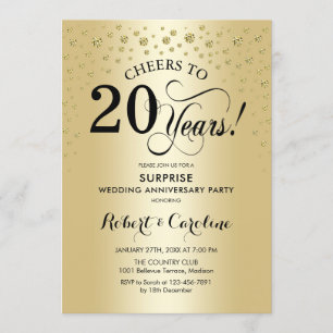 Convite Celebração Surpresa de 20º Aniversário - Dourado P