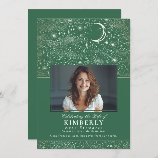 Convite Celebração Verde do Memorial do Funeral da Vida (Frente/Verso)