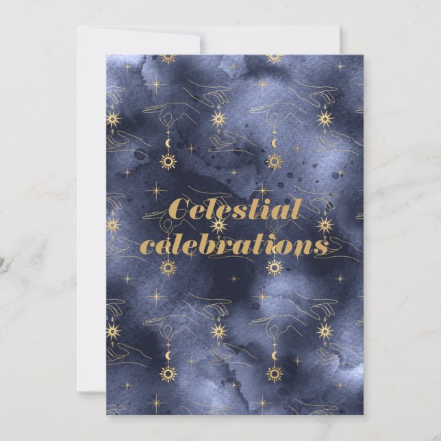 Convite Celebrações celestiais Tarot Card Mão Astrologer (Frente)