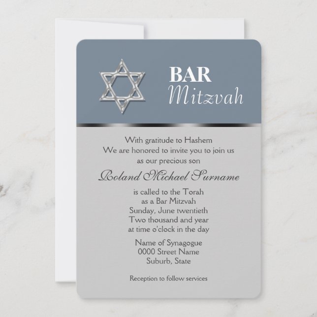 Convite Celebrações da bar azul mitzvah (Frente)