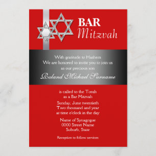 Convite Celebrações da bar vermelha mitzvah