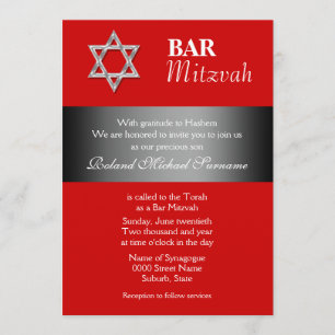 Convite Celebrações da bar vermelha mitzvah