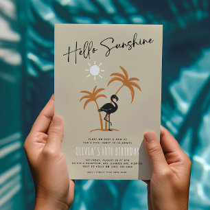 Convite Celebrações de Aniversário de Verão Flamingo