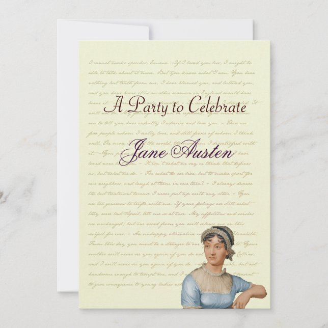 Convite Celebrações de aniversário do Partido Jane Austen (Frente)