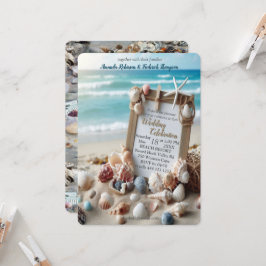 Convite Celebrações de Casamento à beira-mar na praia