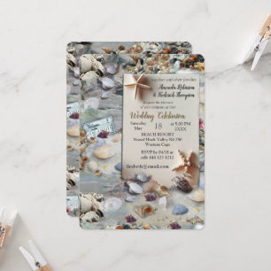 Convite Celebrações de Casamento à beira-mar na praia