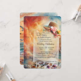 Convite Celebrações de Casamento à beira-mar na praia