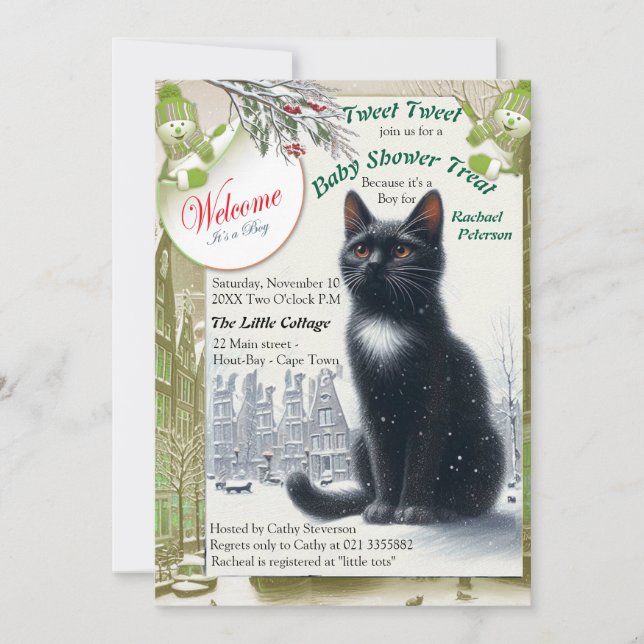 Convite Celebrações de inverno na neve, com Kittens (Frente)