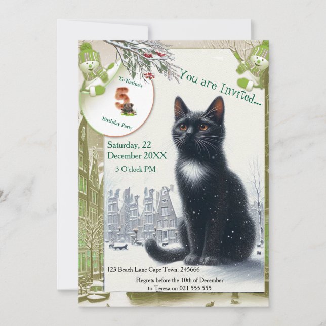 Convite Celebrações de inverno na neve, com Kittens (Frente)