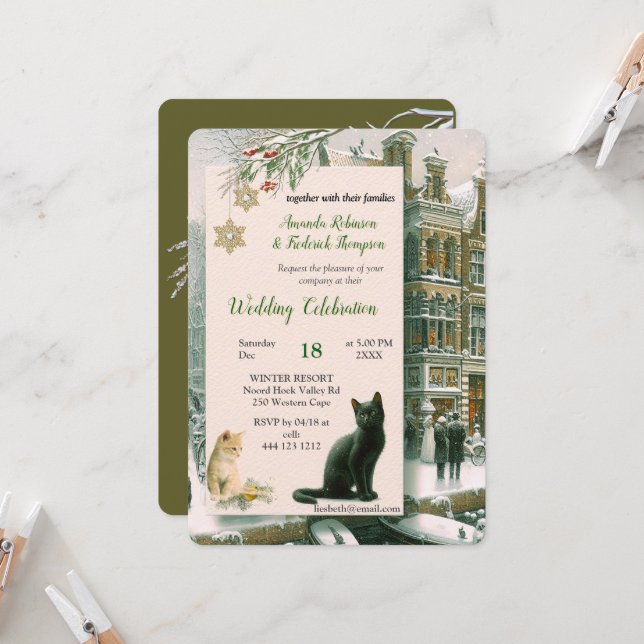Convite Celebrações de inverno na neve, com Kittens (Frente/Verso In Situ)