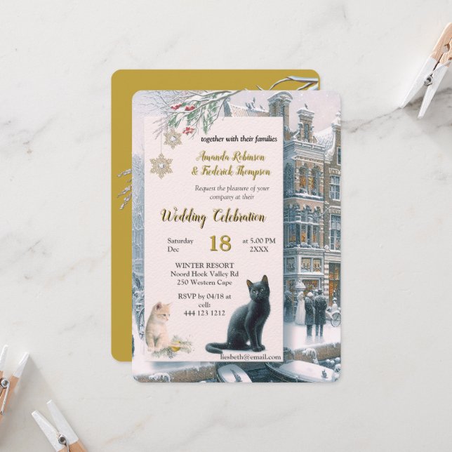 Convite Celebrações de inverno na neve, com Kittens (Frente/Verso In Situ)