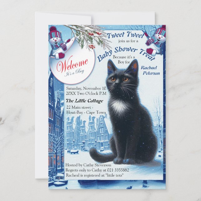 Convite Celebrações de inverno na neve, com Kittens (Frente)