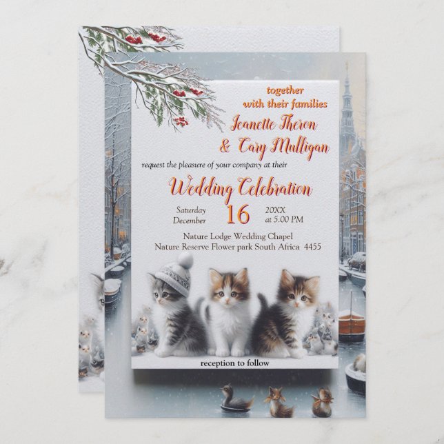 Convite Celebrações de inverno na neve, ou no Sol. (Frente/Verso)