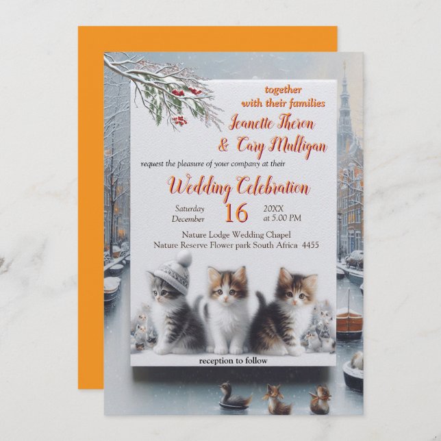 Convite Celebrações de inverno na neve, ou no Sol. (Frente/Verso)