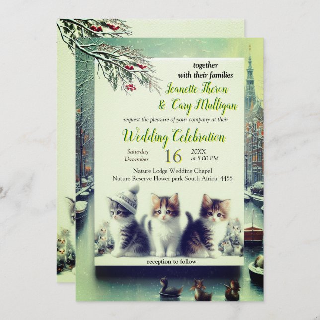 Convite Celebrações de inverno na neve, ou no Sol. (Frente/Verso)