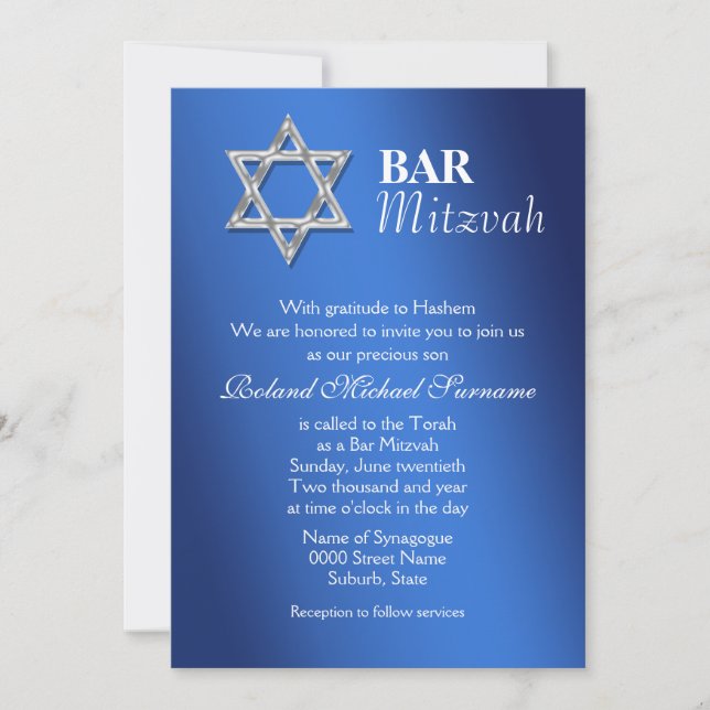 Convite Celebrações do bar azul mitzvah #2 (Frente)