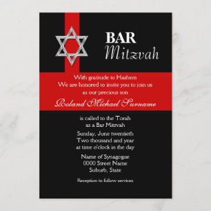 Convite Celebrações do bar vermelho mitzvah