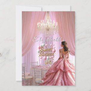 Convite Celebrações Sweet Sixteen Vestido Rosa Lustre