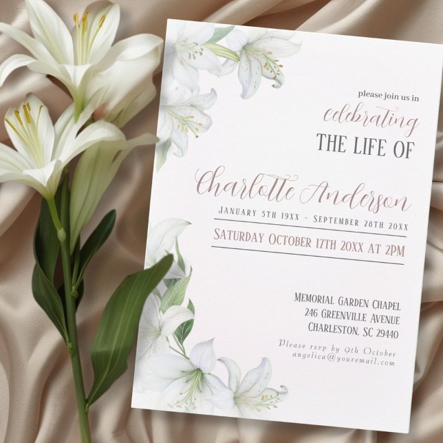 Convite Celebrando a vida do Funeral (Celebrating the life of Funeral Invitation)