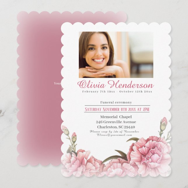 Convite Celebrando a vida do Photo Funeral (Frente/Verso)
