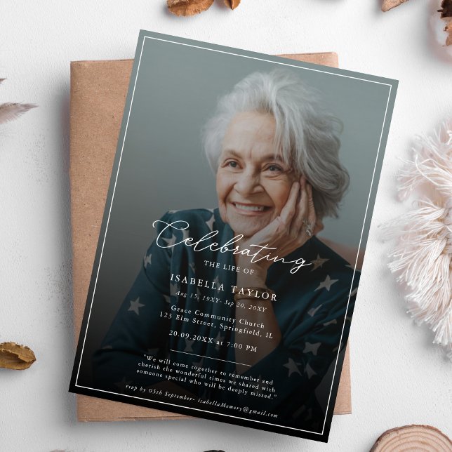 Convite Celebrando a vida | Foto Memorial Funeral Moderna (Criador carregado)