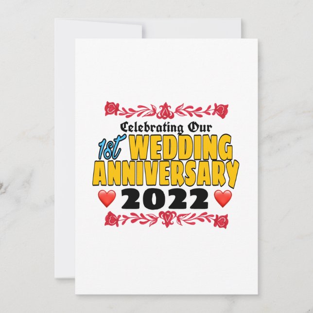 Convite Celebrando nosso 1º aniversário de casamento 2022 (Frente)