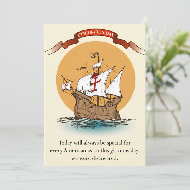 Convite Celebrando o dia de Colombo (Em pé/Frente)