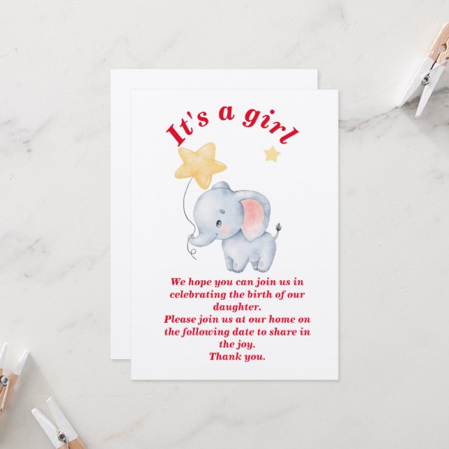 Convite celebrando o nascimento da nossa filha (Frente/Verso In Situ)