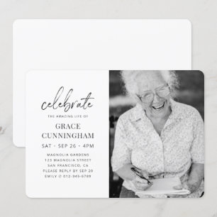 Convite Celebrar a surpreendente vida Foto simples moderna