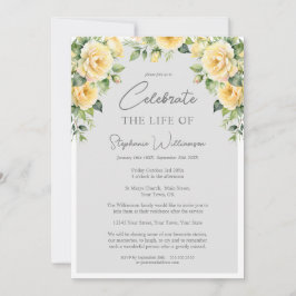 Convite Celebrar a Vida de 4 Foto do Funeral Rosa Amarelo