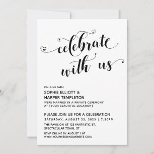 Convite Celebrar com a Recepção Preta e Branca dos Coraçõe