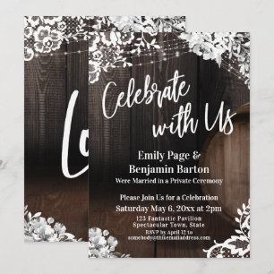 Convite Celebrar com as Flores das Luzes de Lace do Barrel