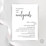 Convite Celebrar Com Os Novos Casos, Janto De Casamento<br><div class="desc">Janto de elopemento de casamento e cartão de convite de festas (Celebrar com os Newlyweds),  em temas modernos minimalistas,  negros e brancos. É perfeito para sua recepção de elopemento de casamento/convite para comemoração de casamento poste.</div>