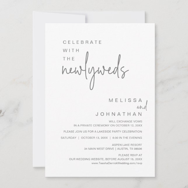 Convite Celebrar Com Os Recém-Casados, Festa de casamento (Frente)