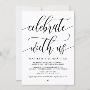 Convite Celebrar conosco, Black, Partido Elopement de Casa