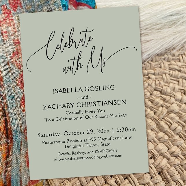 Convite Celebrar conosco com a Bonito caligrafia verde (Criador carregado)