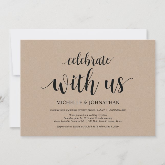 Convite Celebrar conosco, Convidados de Elopemento de Casa (Frente)