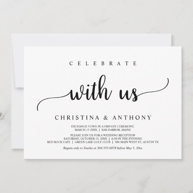 Convite Celebrar conosco, Elopemento Russo de Casamento (Frente)